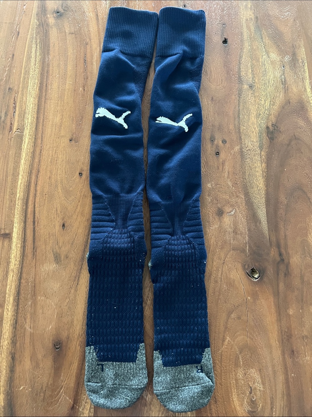 Puma Navy and Gray Athletic Soccer Socks with White Logo